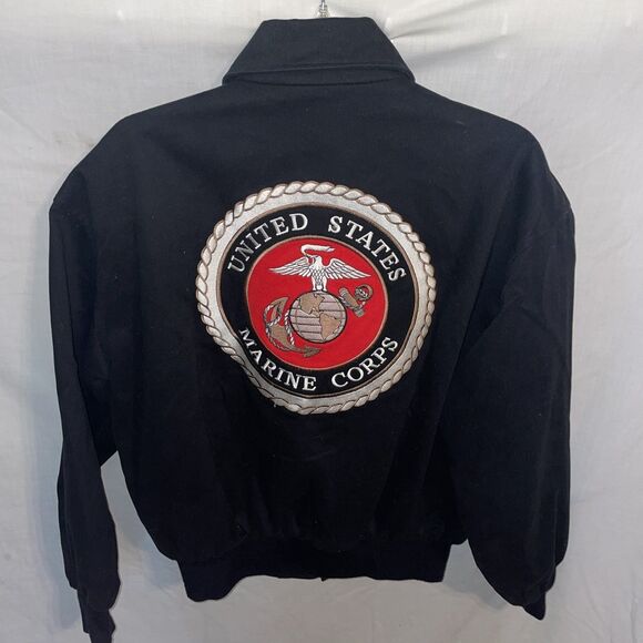 Leather Gallery Men’s USMC Jacket Size Small Black Cotton Bomber Outdoors Warmth - Picture 8 of 12